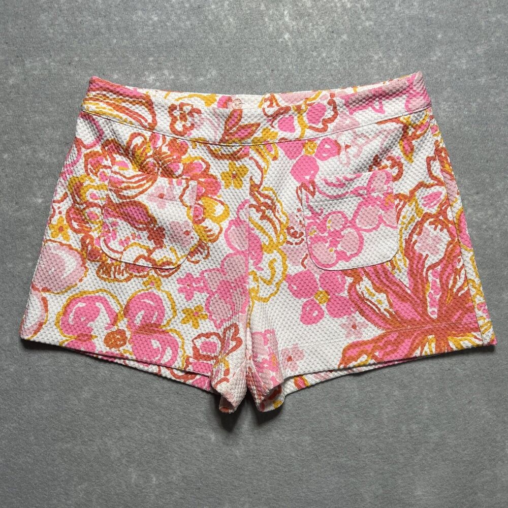 Lilly Pulitzer Pink Multicolor Floral Cotton Blend Shorts Women’s Size: 4